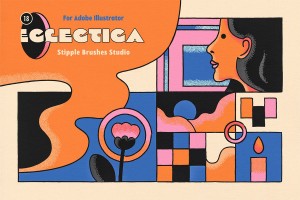 Paket 18 Eclectica Stipple Brushes Studio for Adobe Illustrator