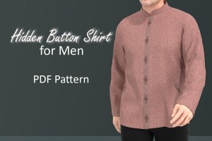 Pola Baju Koko Pria | Hidden Button Shirt | Pdf SewingPattern