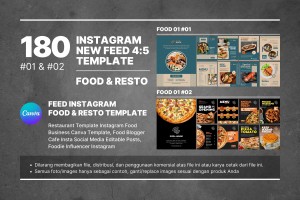 180 Template Instagram 1&2 Feed Instagram Food and Resto Edit Canva