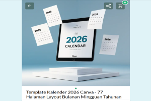 Template Kalender 2026 Canva - 77 Halaman Layout Bulanan Mingguan Tahunan